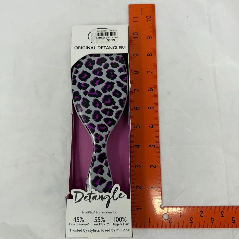 Wet Brush Original Detangler Hair Brush Purple Black Leopard Animal Print New